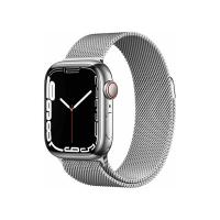 Apple Watch S7 Cellular (41mm) ezüst rozsdamentes acél tok, ezüst fém milánói szíjas okosóra