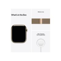 Apple Watch S7 Cellular (45mm) arany rozsdamentes acél tok, arany fém milánói szíjas okosóra