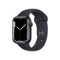 Apple Watch S7 Cellular (45mm) éjfekete alumínium tok, éjfekete szilikon sportszíjas okosóra