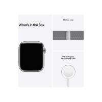 Apple Watch S7 Cellular (45mm) ezüst rozsdamentes acél tok, ezüst fém milánói szíjas okosóra