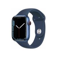 Apple Watch S7 Cellular (45mm) kék alumínium tok, kék szilikon sportszíjas okosóra