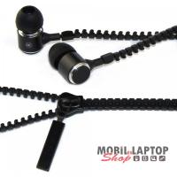 Headset sztereo univerzális 3,5mm cipzáros fekete ( MP3, MP4, Telefon, Tablet )