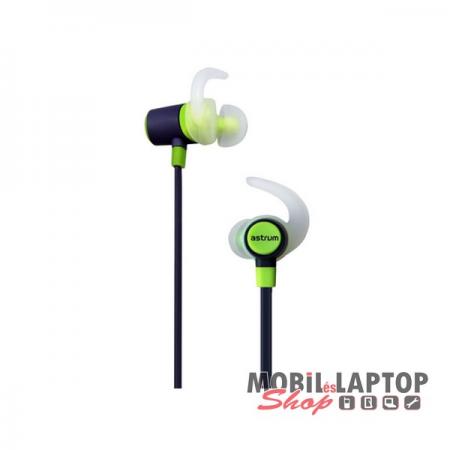Astrum ET240 univerzális 3,5mm fülre akasztható fekete - zöld Bluetooth SPORT headset beépített mikr