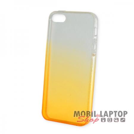Szilikon tok Apple iPhone 5 / 5S / SE csillámos átlátszó-sárga smirgli